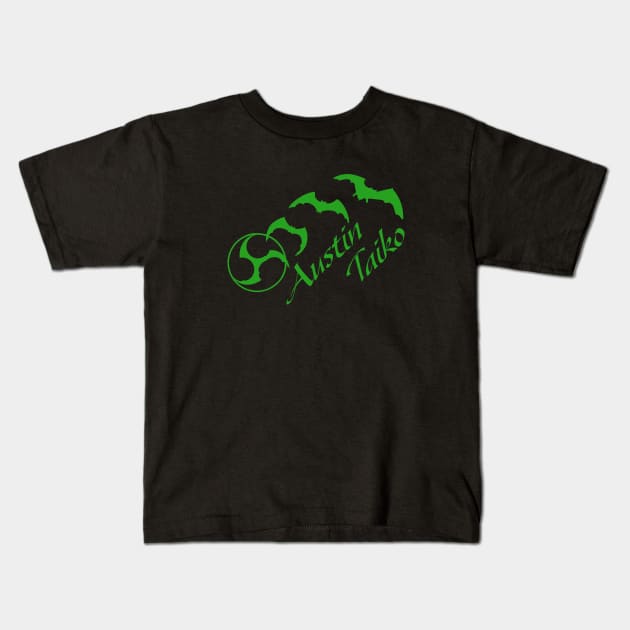 AT Bat Mitsudomoe green Kids T-Shirt by Austin Taiko